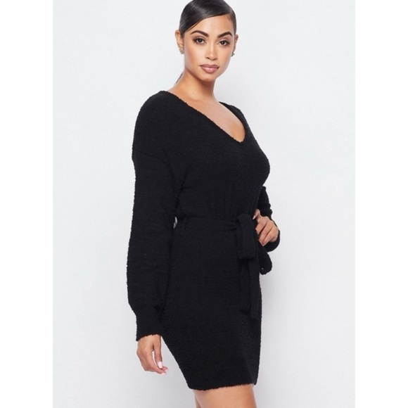 NEW! Fuzzy V-neck Dress! - Picture 2 of 4